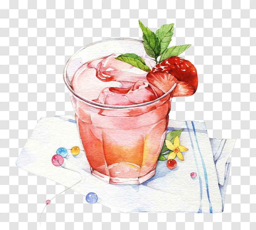 Juice Drink Poster Dessert Illustration - Frozen - Strawberry Ice Beverage Transparent PNG