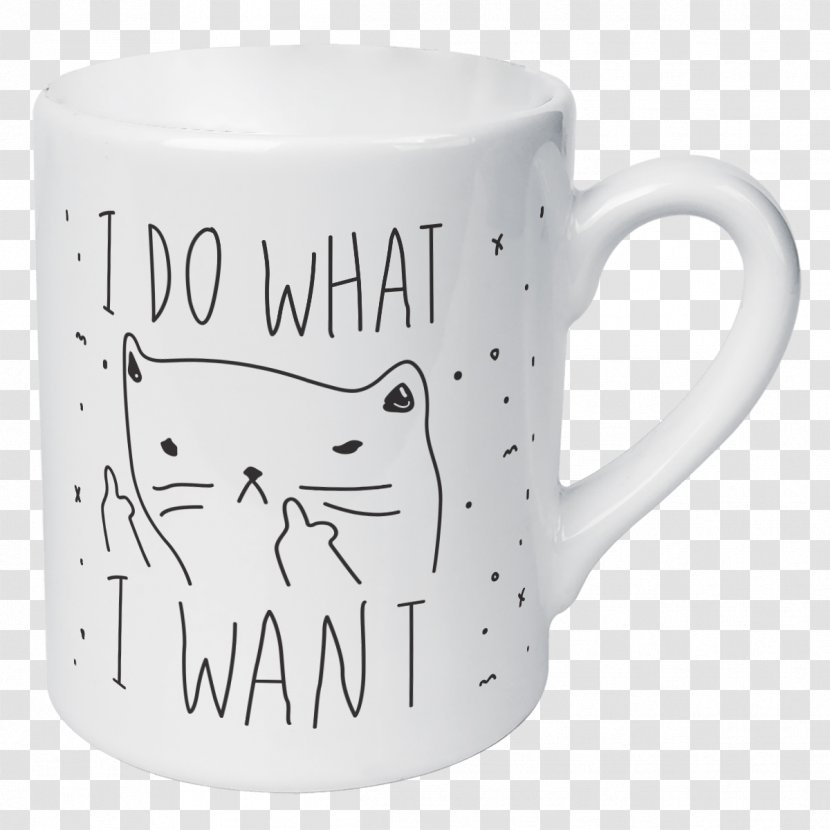 Coffee Cup Mug Cat Kitten Dad Joke - Middle Finger Transparent PNG