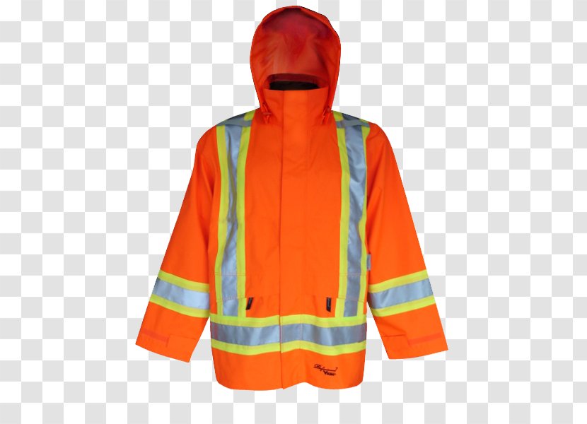 Hoodie T-shirt Raincoat High-visibility Clothing Uniform - Vis With Green Back Transparent PNG