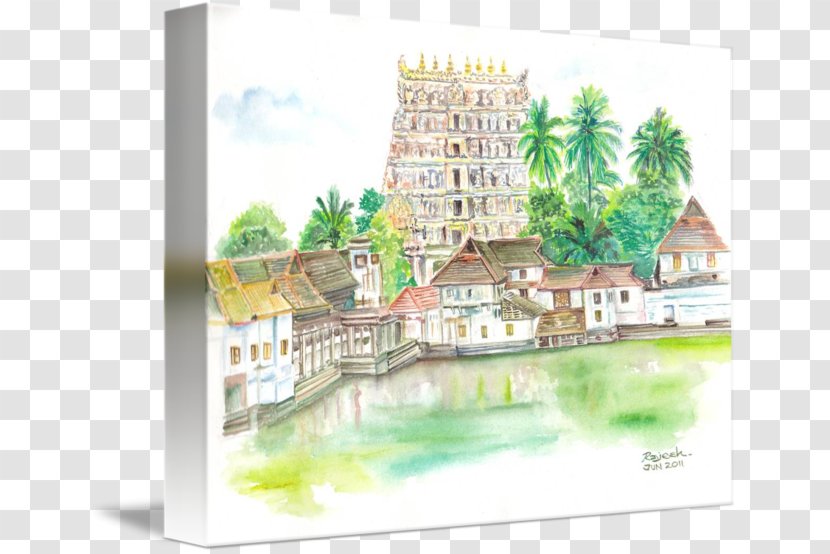 Padmanabhaswamy Temple Watercolor Painting Drawing Art Sketch - Sree Padmanabha Swamy Transparent PNG