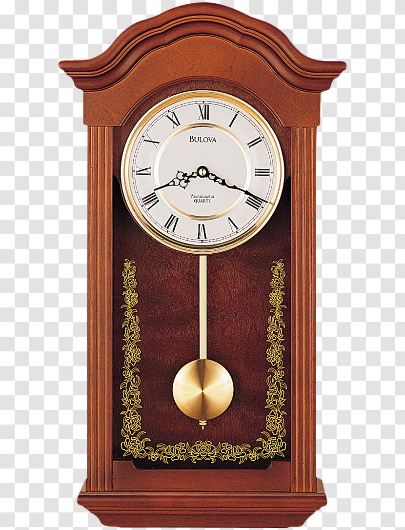 Bulova Pendulum Clock Carriage Wood - Antique Transparent PNG