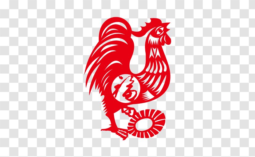 Rooster Chinese Zodiac New Year Sticker Decal - Heart - Paper Cut,chicken Transparent PNG