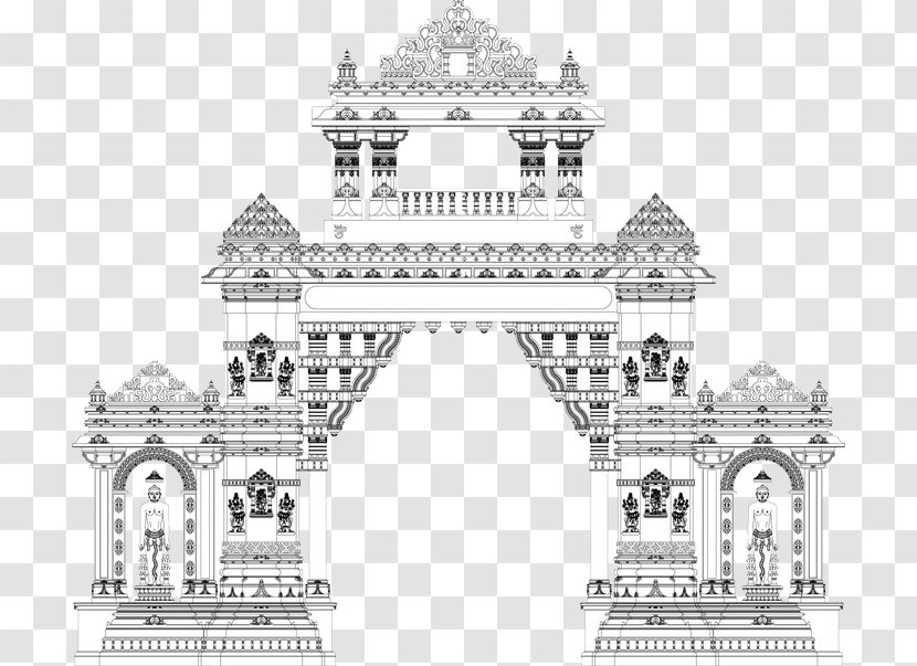 Classical Architecture Building Black And White Facade - Area - Sri Ganesh Transparent PNG