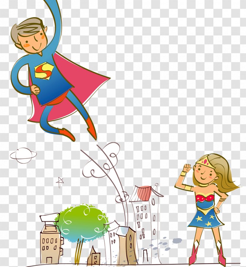 Clark Kent Superhero - Child - Cartoon City Hero Transparent PNG