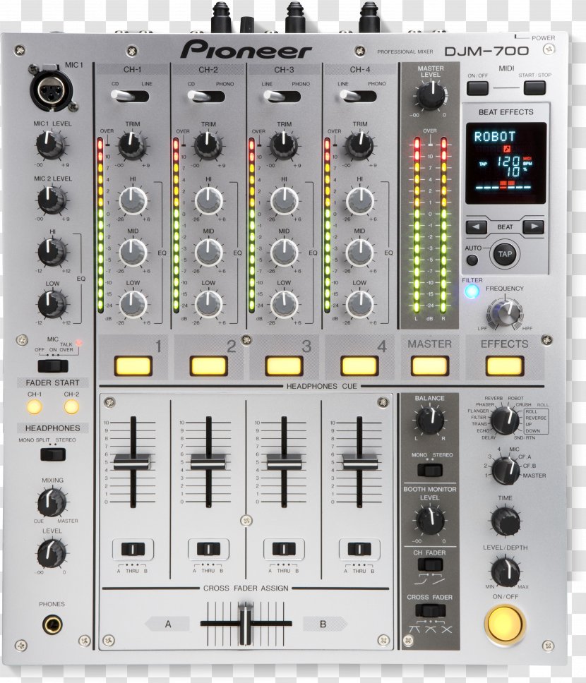 DJM-1000 Pioneer DJM-700 DJ Mixer Audio Mixers - Receiver - Technology Transparent PNG