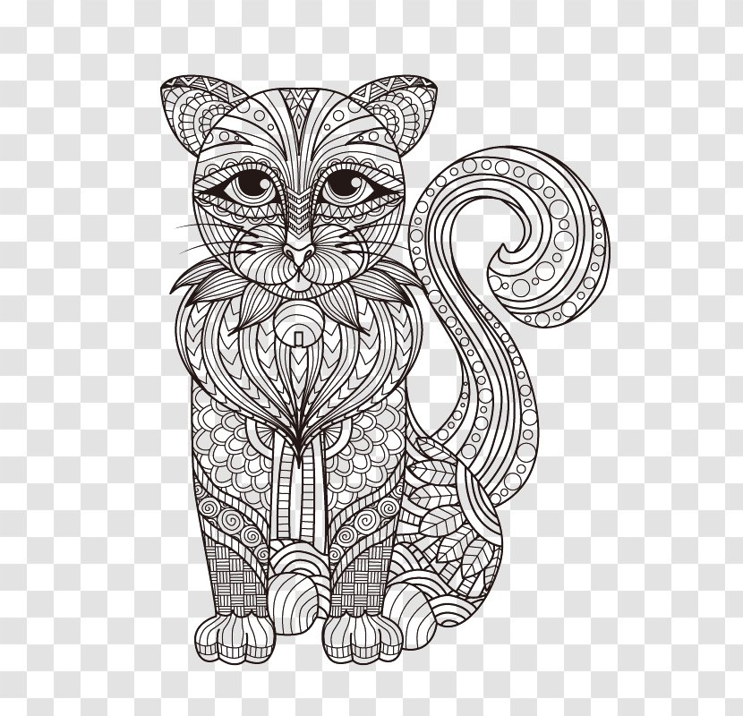 Cat Kitten Drawing Coloring Book - Carnivoran - Puppy Linear Painting Transparent PNG
