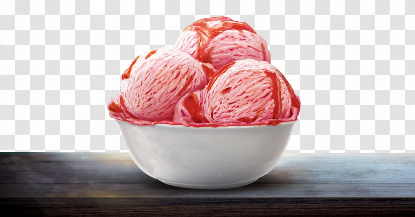 Ice Cream Gelato Frozen Yogurt Sorbet - Bowl Of Pink Transparent PNG