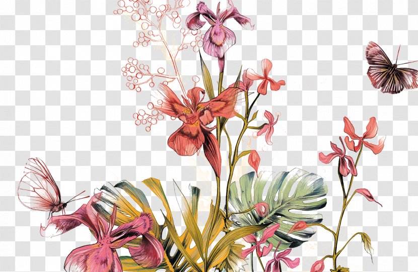 Floral Design Mural Illustration - Blossom - Painted Patterns Transparent PNG
