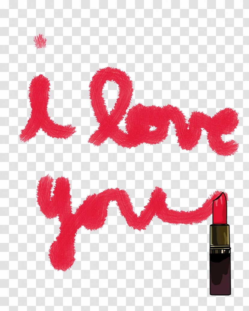 Love Lipstick Heart Romance Marriage - Red English Letters I You Transparent PNG