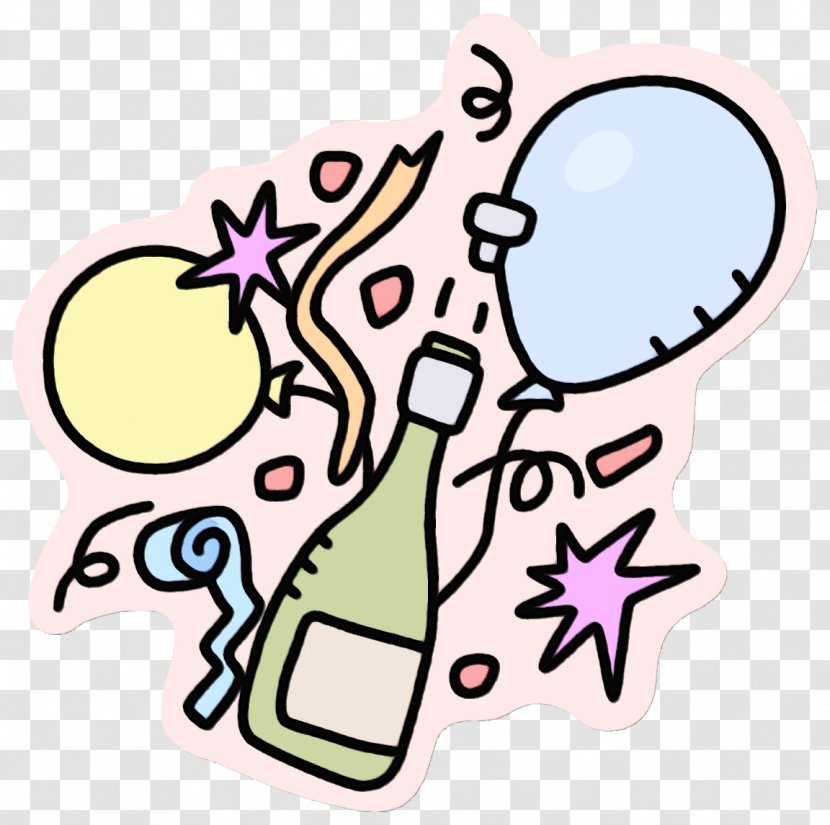 New Year Party Background - Line Art Transparent PNG