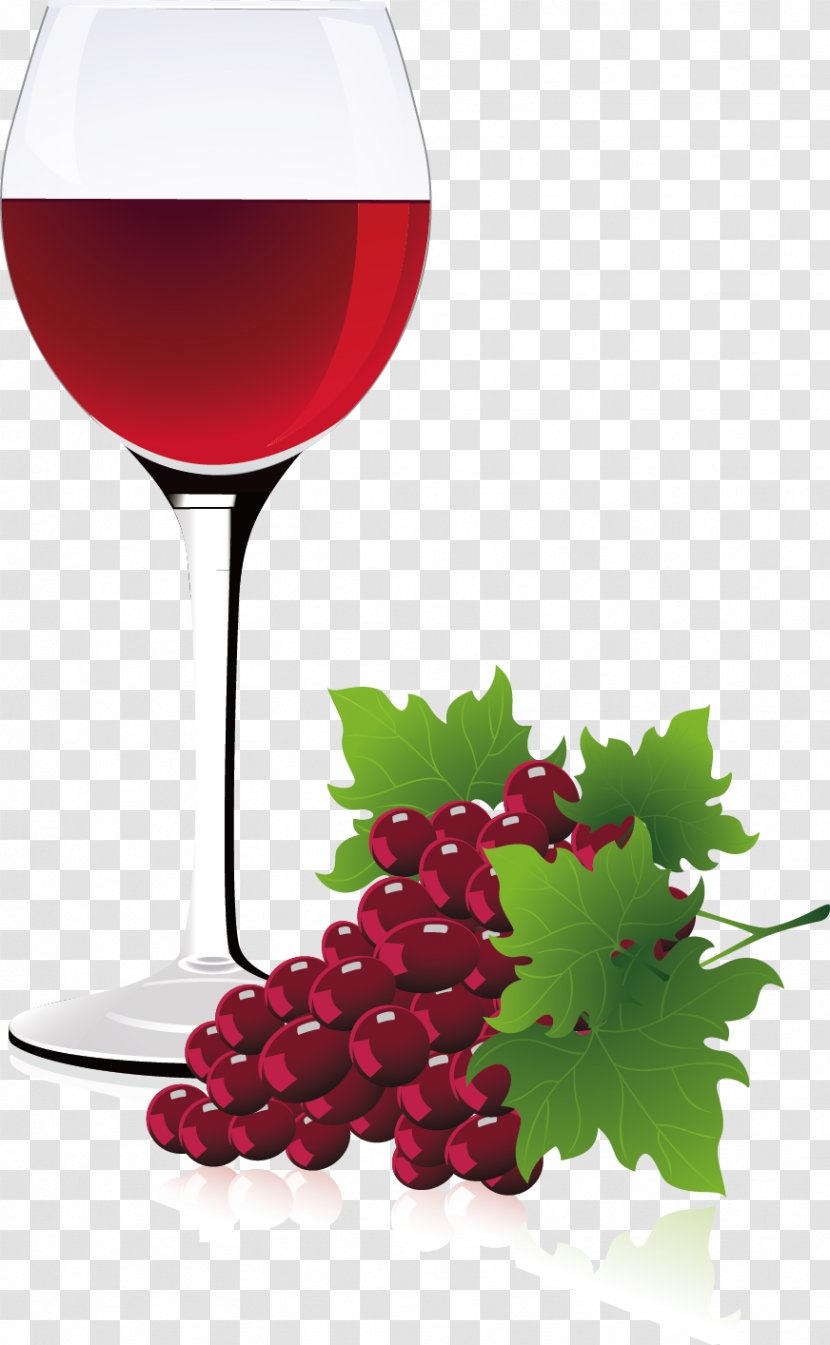 Red Wine Common Grape Vine - Glasses Decorative Design Vector Transparent PNG