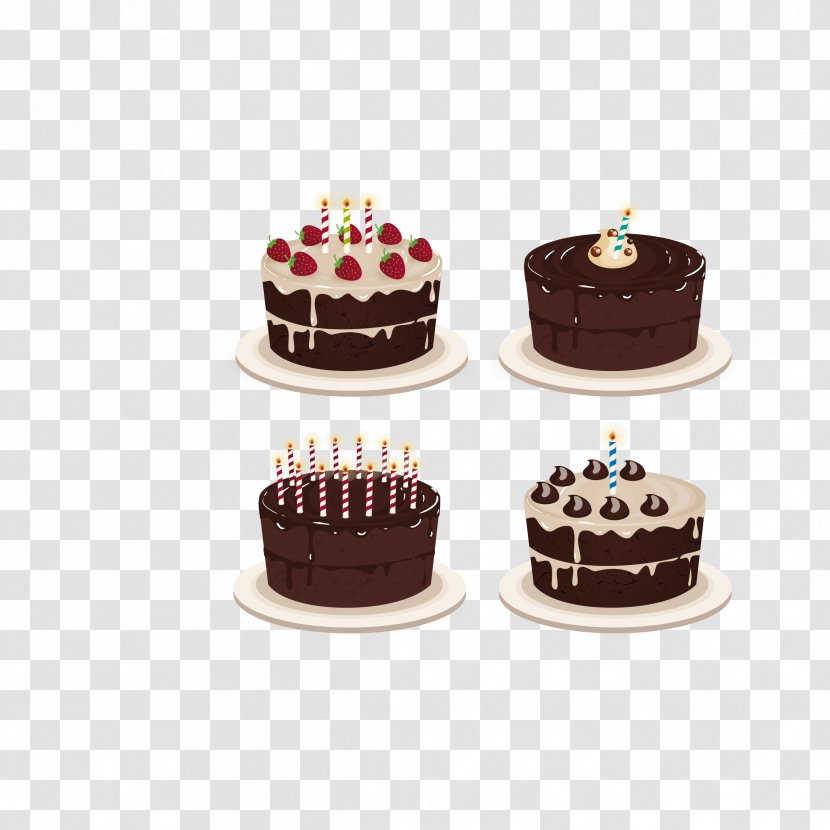 Birthday Cake Chocolate - Buttercream - Vector Color Cream Four Transparent PNG
