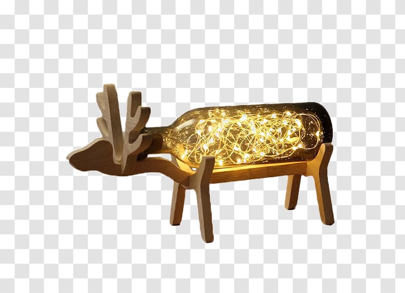Stained Glass Lighting Bottle - Christmas Deer Light Yellow Snow Free Pictures Transparent PNG