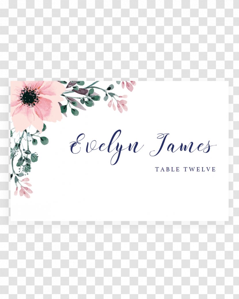 Wedding Invitation Flower Place Cards Greeting & Note - Business - Watercolor Transparent PNG