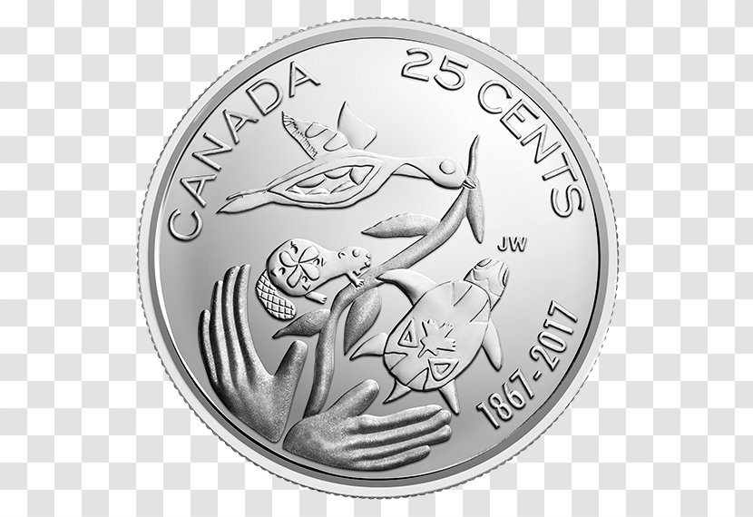 150th Anniversary Of Canada Coin Quarter Royal Canadian Mint - Numismatics - 25 Cents Transparent PNG