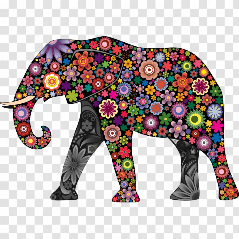 Elephant Wall Decal Colorful Animals Sticker - Color Transparent PNG
