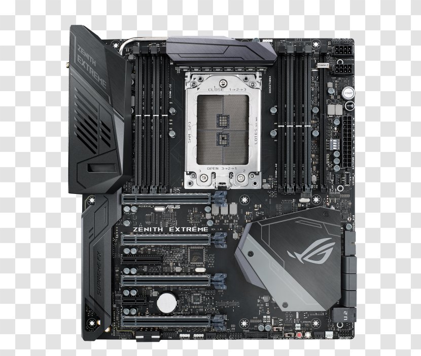 ASUS ROG ZENITH EXTREME - Chipset - MotherboardExtended ATXSocket TR4AMD X399Socket TR4 Mainboard Asus Zenith Extreme PC Base AMD Form Factor E CPU Socket DDR4 SDRAMOthers Transparent PNG