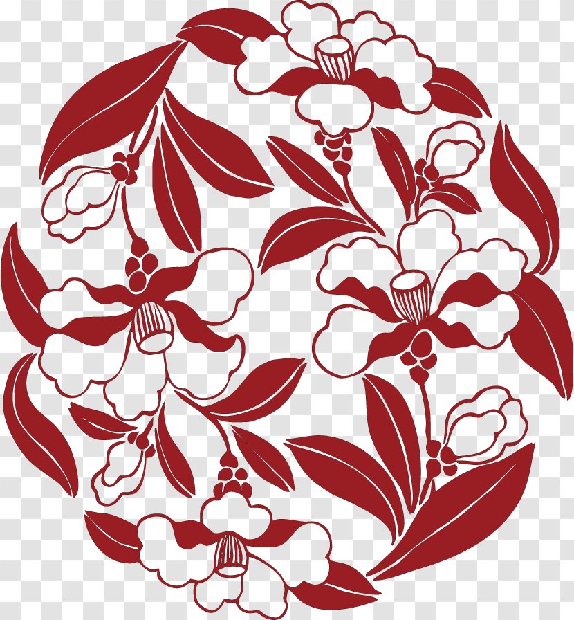 Blue And White Pottery Motif Porcelain Clip Art - Area - Red Chinese New Year Pattern Transparent PNG