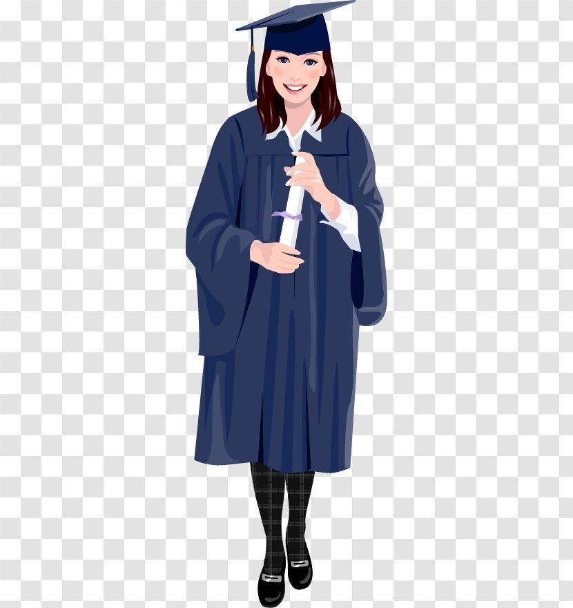 Graduation Ceremony Stock Photography Illustration - Heart - Bachelor Wearing Blue Dress Girls Vector Material Transparent PNG
