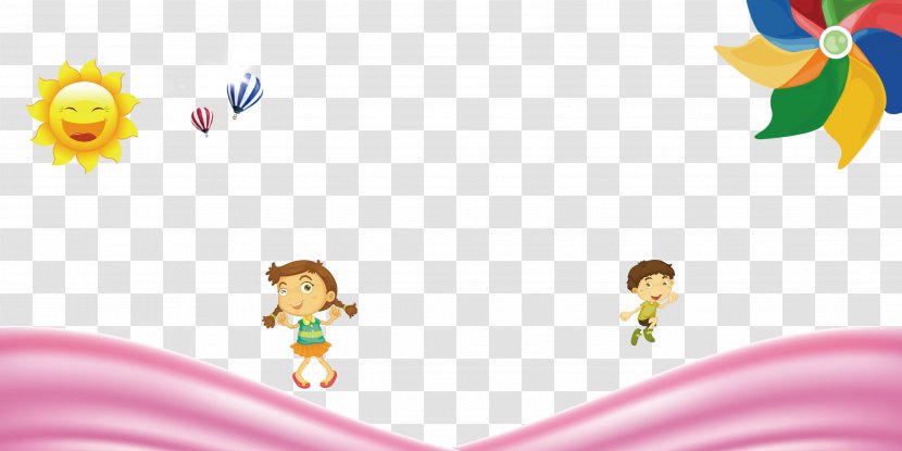 Cartoon Child Balloon Animation - Windmill - Sun Hot Air Background Transparent PNG