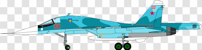 Fighter Aircraft Sukhoi Su-34 Su-30 Airplane - Wing Transparent PNG