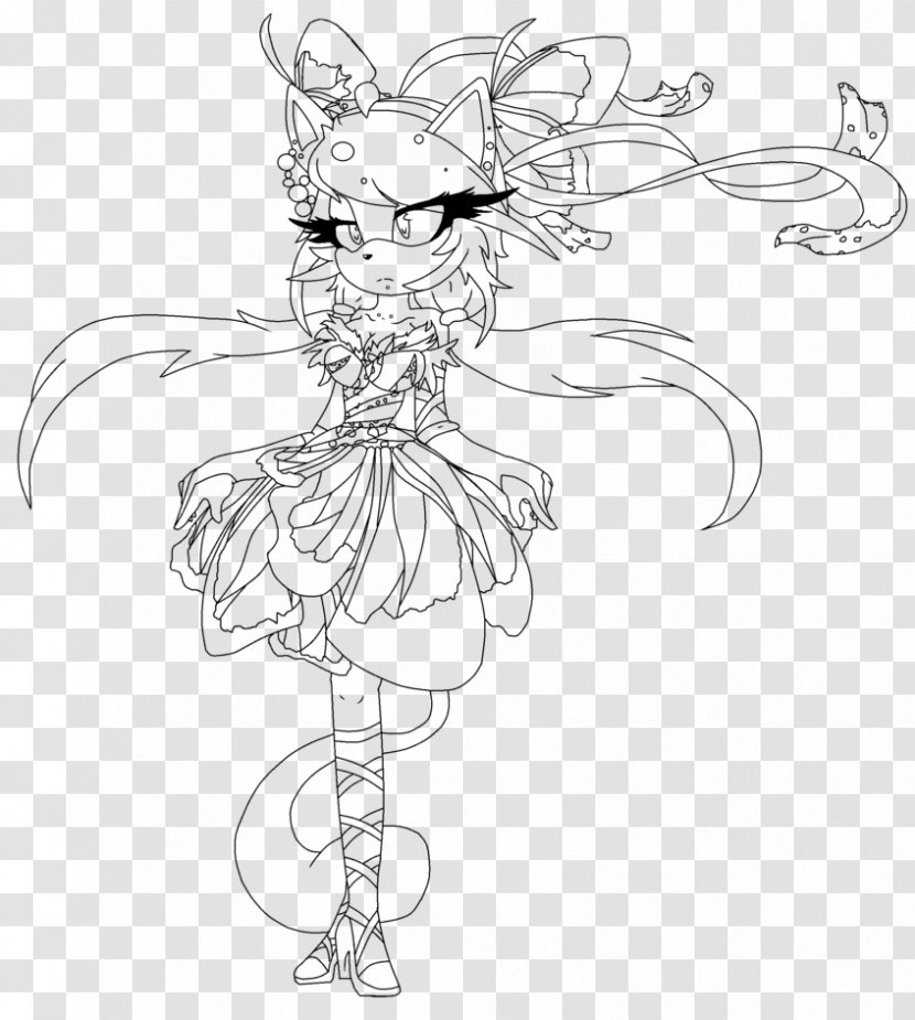 Line Art Fairy Flowering Plant Cartoon Sketch Transparent PNG