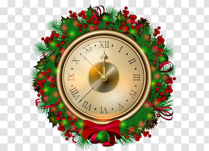 Christmas Clock New Year Clip Art - Ornament Transparent PNG