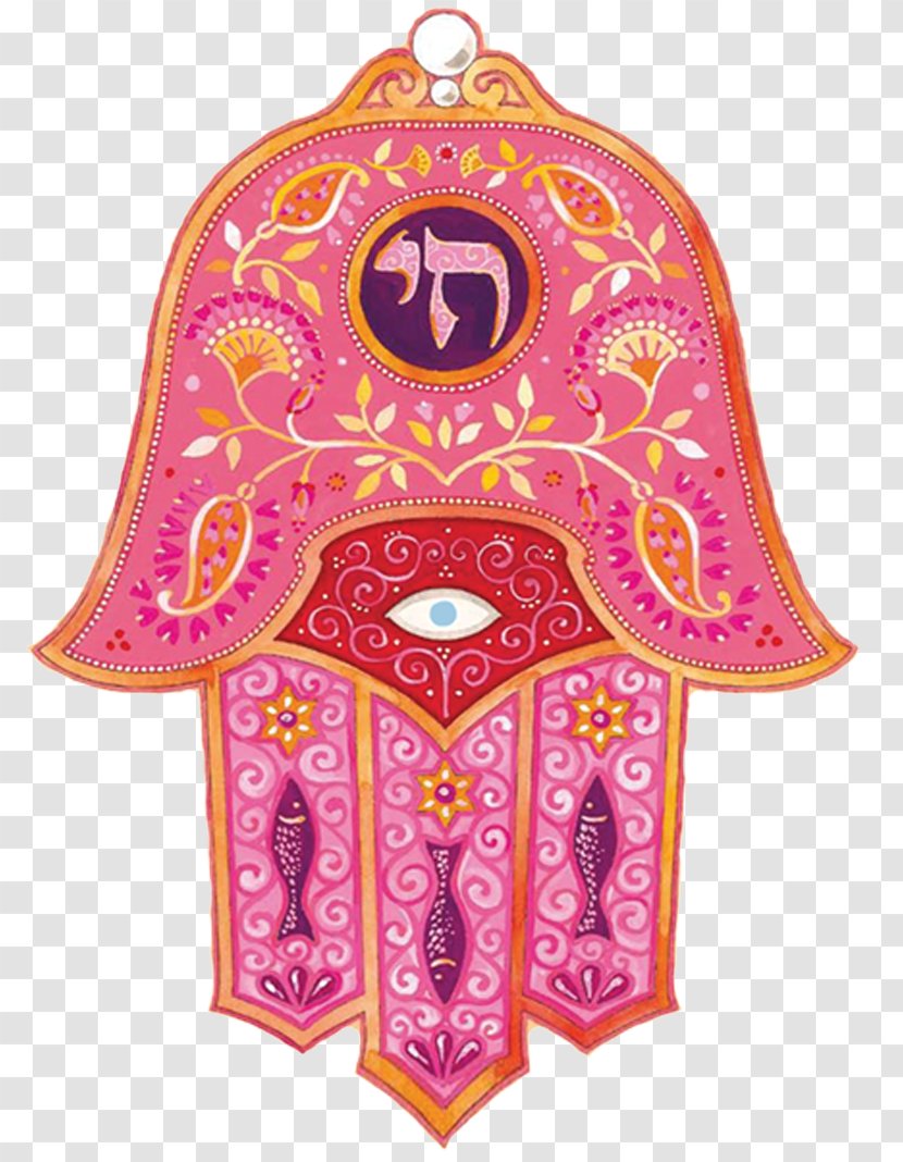 Hamsa Star Of David Chai Caspi Cards & Art Red - Pink Transparent PNG