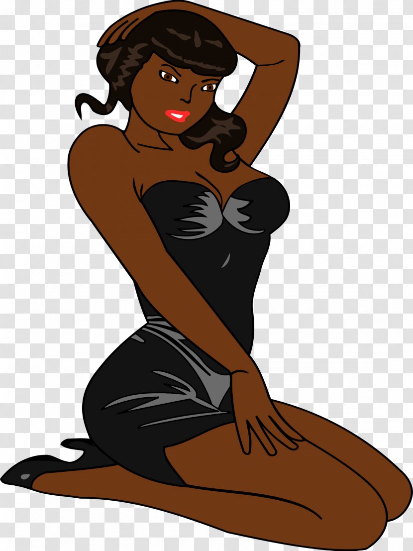 Dark Skin Little Black Dress Hair Human Clip Art - Cartoon Transparent PNG