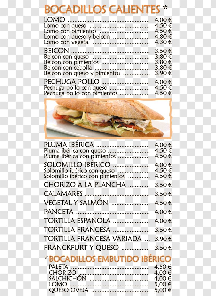 Bocadillo Food Breakfast Squid Sandwich El Nuevo Abacanto - Cafeteria Transparent PNG
