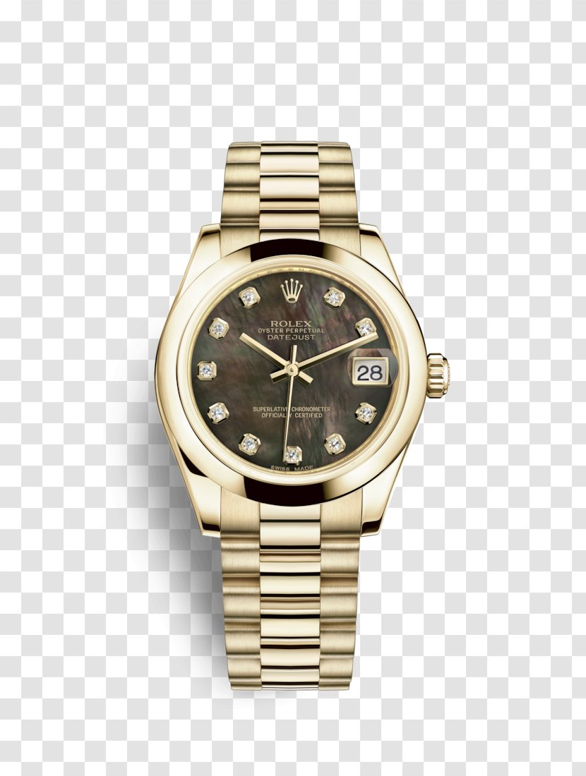 Rolex Datejust Watch Oyster Diamond - Gold Transparent PNG