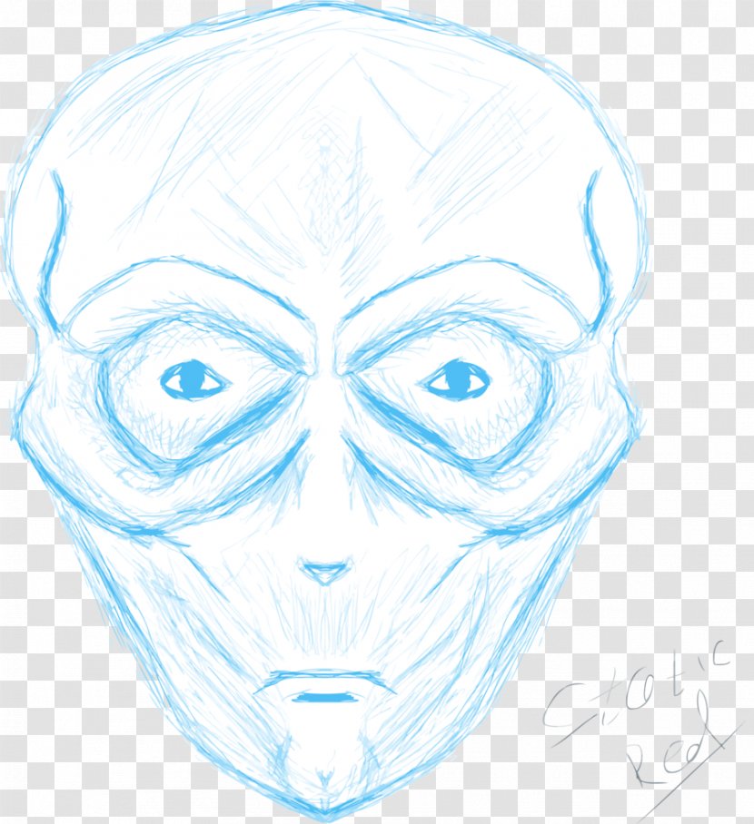 Ear Cheek Sketch - Cartoon - Alien Head Transparent PNG