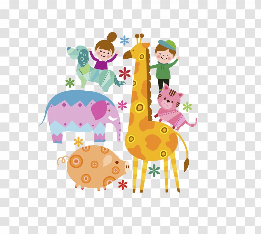 Domestic Pig Northern Giraffe Illustration - Child And Animal World Transparent PNG