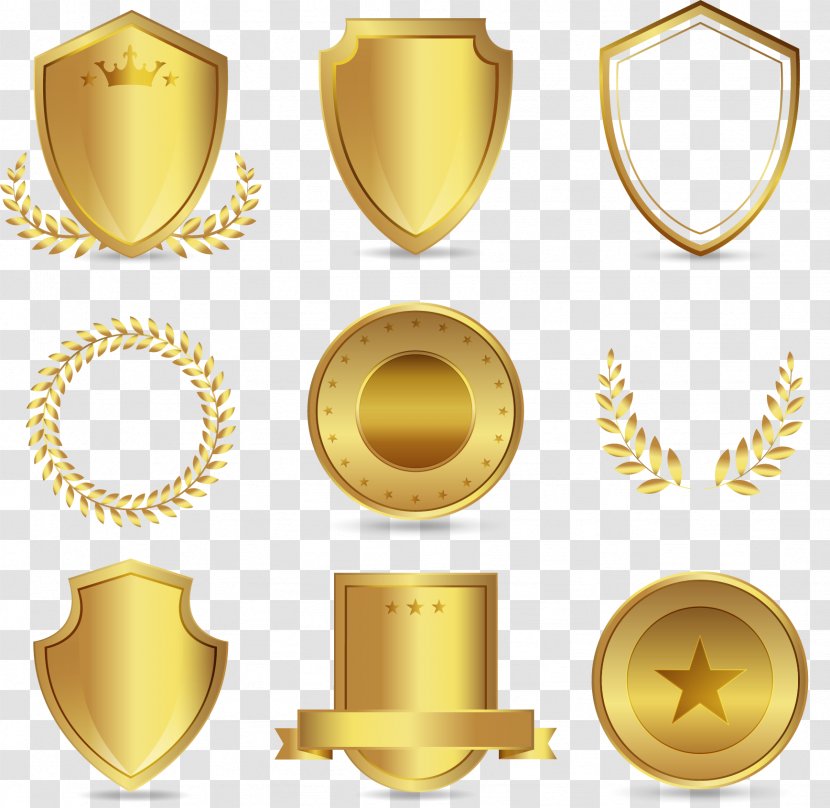 Badge Medal Euclidean Vector Icon - Pattern - Golden Transparent PNG