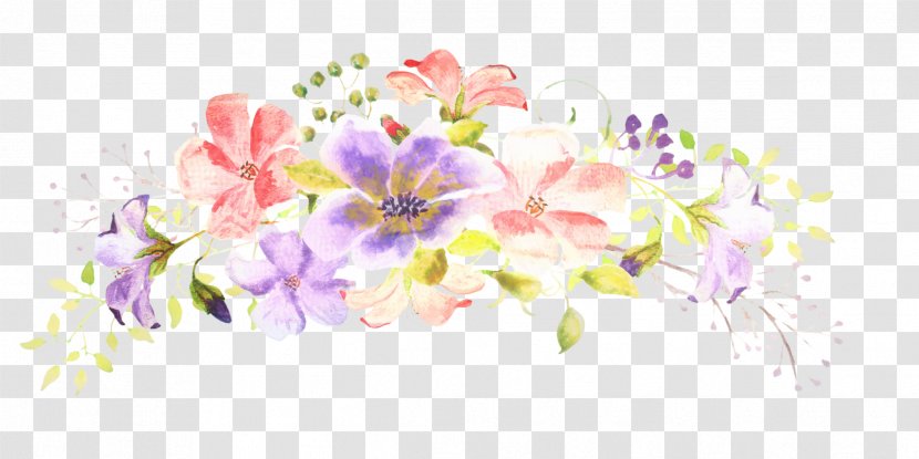 Watercolor Pink Flowers - Spring Framework - Bouquet Wildflower Transparent PNG