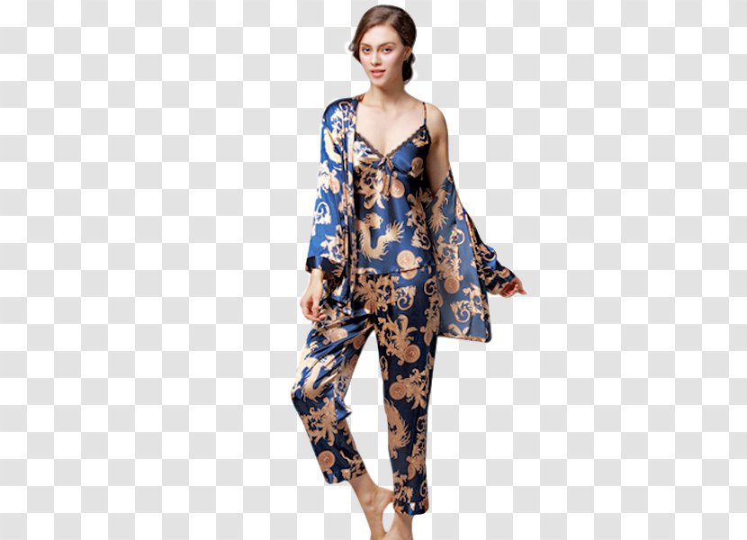 Robe Pajamas Nightwear Nightgown Satin - Flower Transparent PNG