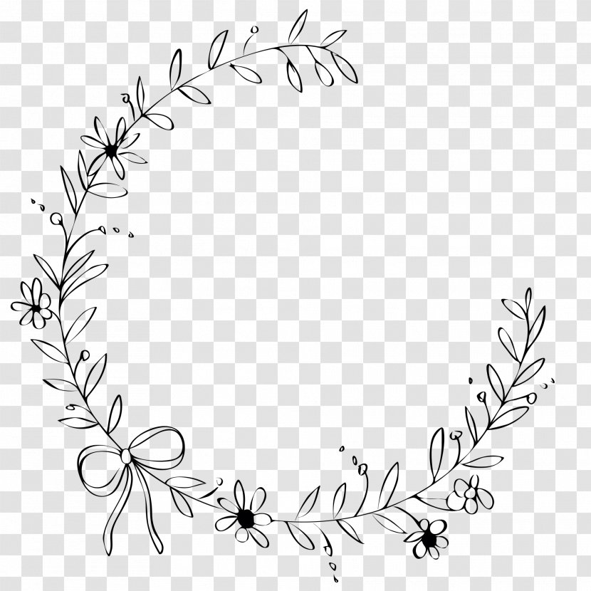 Flower Line Art - Wreath - Twig Transparent PNG