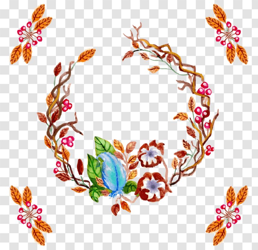 Wreath Garland Christmas Day Flower Watercolor Painting Transparent PNG