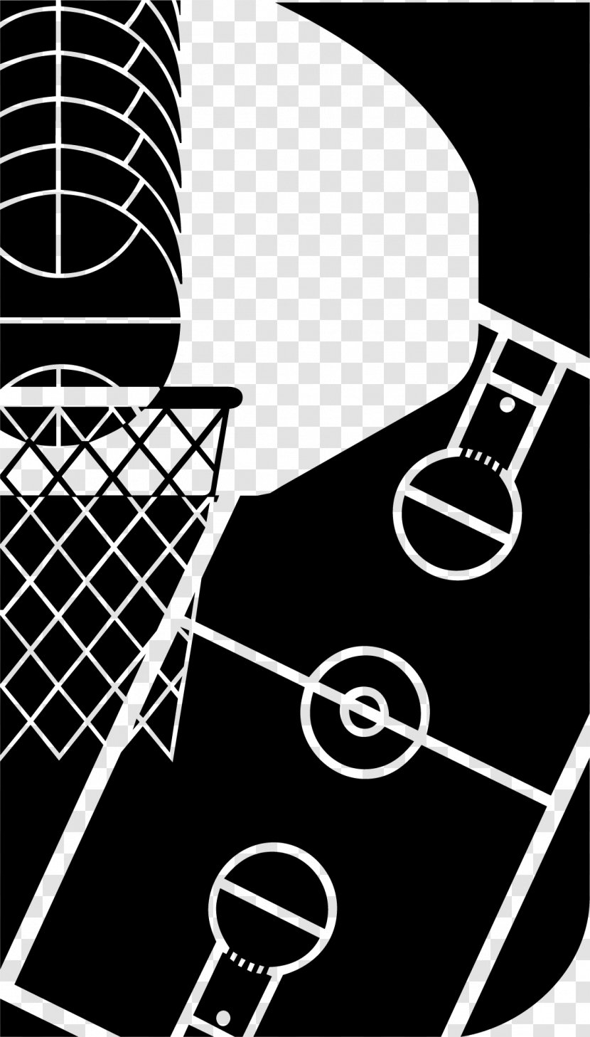 Basketball Court Half Graphic Design - Text - Black And White Transparent PNG