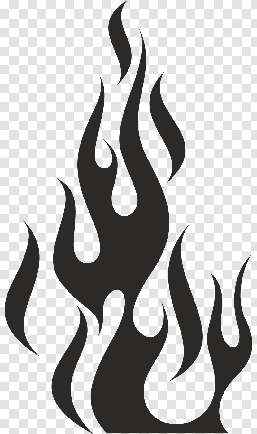 Flame Fire Stencil Sticker Candle - Black And White Transparent PNG