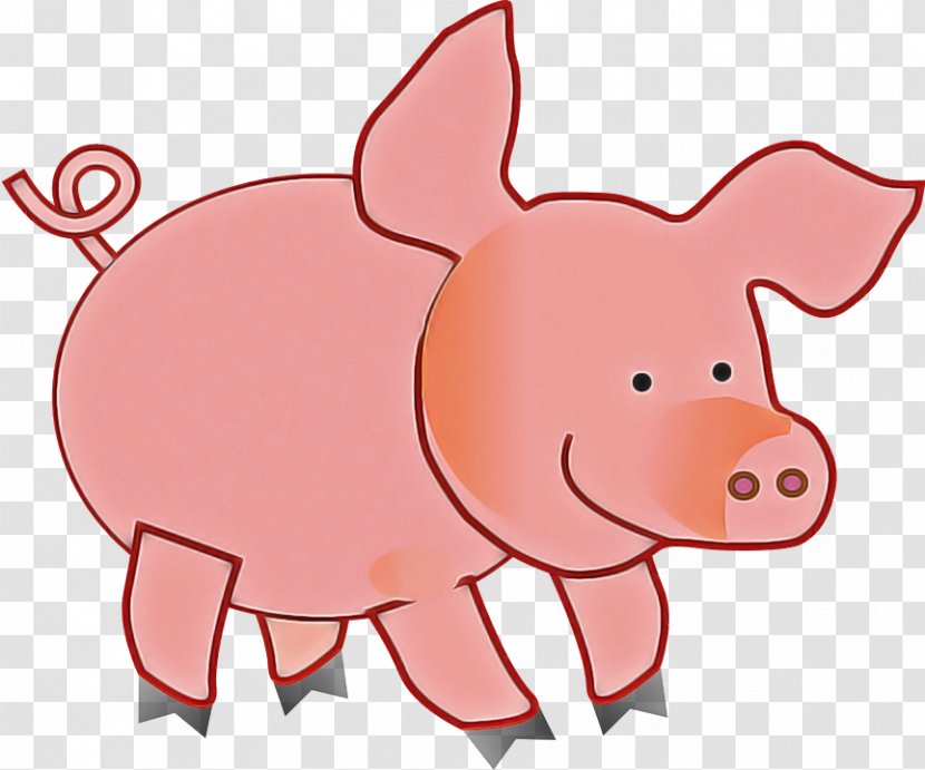Cartoon Pink Domestic Pig Clip Art Snout - Livestock - Suidae Transparent PNG