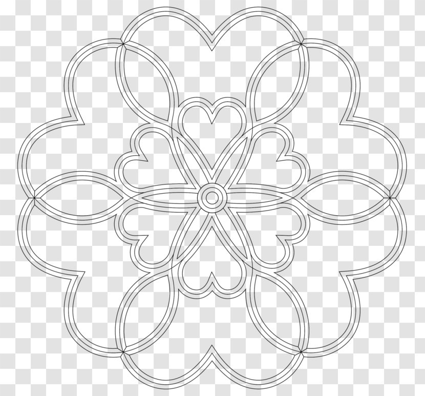 White Symmetry Line - Symbol - Flower Mandala Transparent PNG