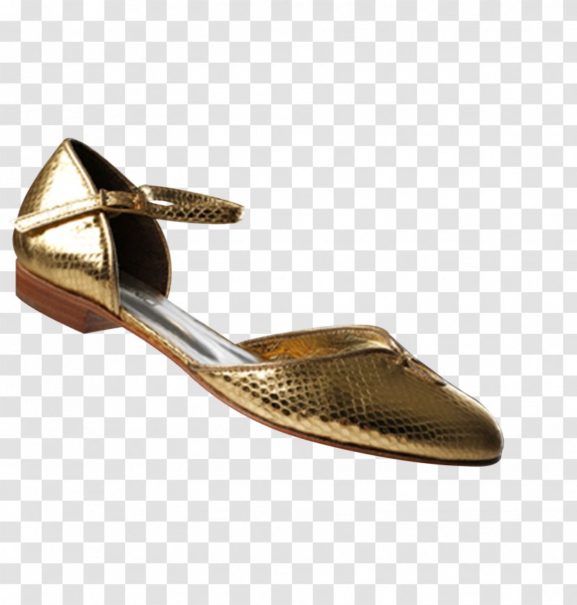 Shoe High-heeled Footwear - Ballet Flat - Golden Ladies Shoes Transparent PNG