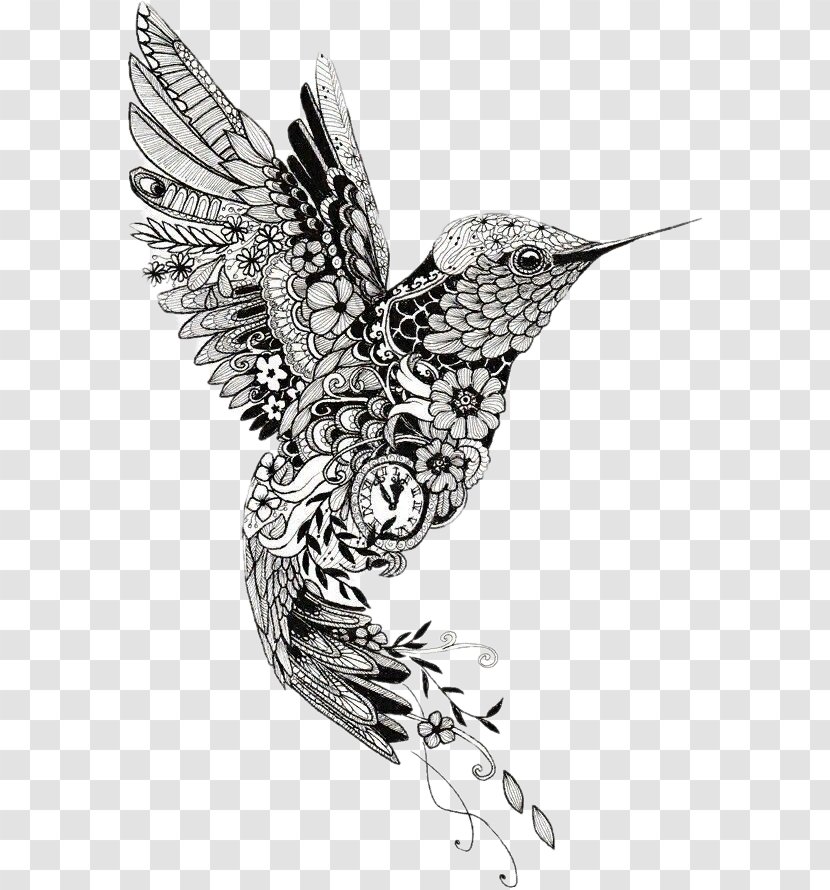 Hummingbird Mehndi Tattoo Mandala Henna - Visual Arts - Bird Transparent PNG