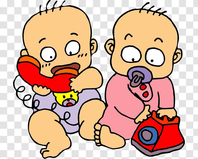 Telephone Cartoon Child - Tree - Baby, Listen To The Phone Transparent PNG