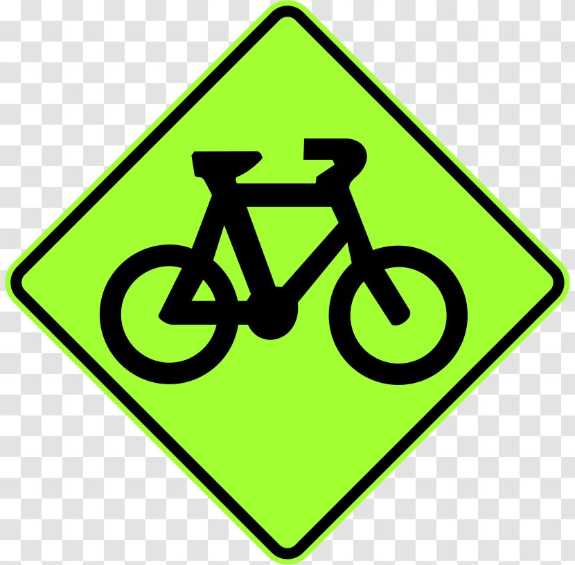 Bicycle Traffic Sign Warning Road Cycling - Text - Bicycles Transparent PNG