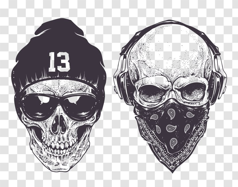 Skull Drawing Gangsta Rap Gangster - Skeleton - Vector Transparent PNG