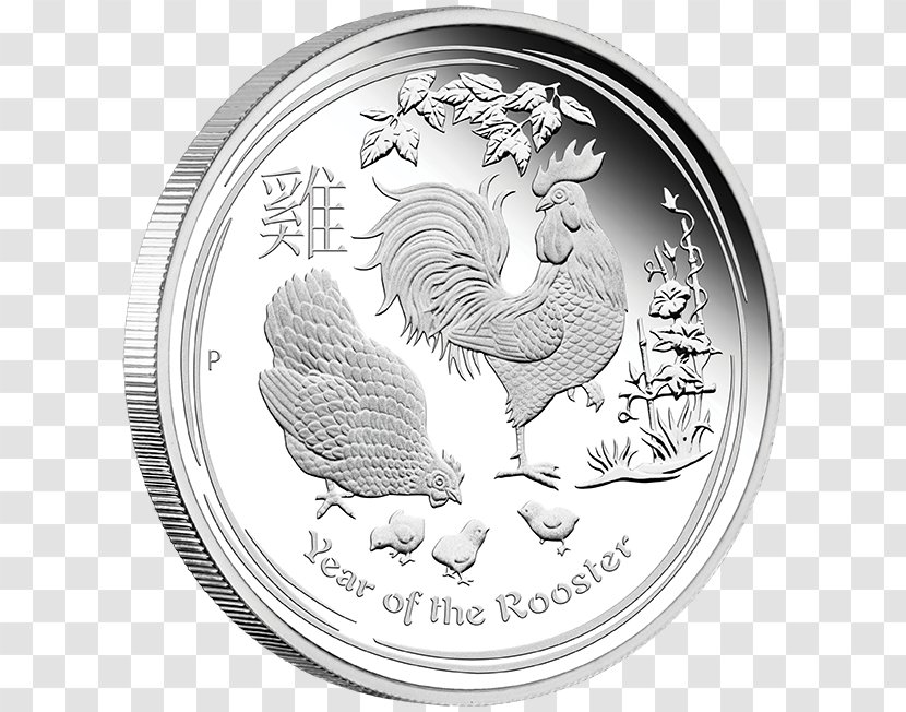 Perth Mint Proof Coinage Lunar Series Silver Coin - Galliformes - 2017 Year Of The Rooster Transparent PNG