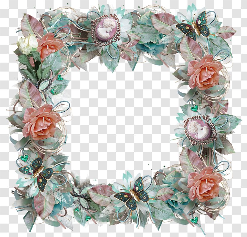 Wreath Artificial Flower Turquoise - Quadros Transparent PNG