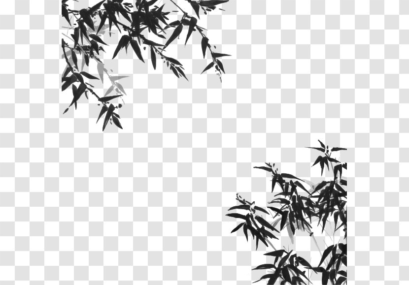 Japanese Painting Ink Wash Drawing - Royaltyfree - Vector Chinese Style Bamboo Material Transparent PNG